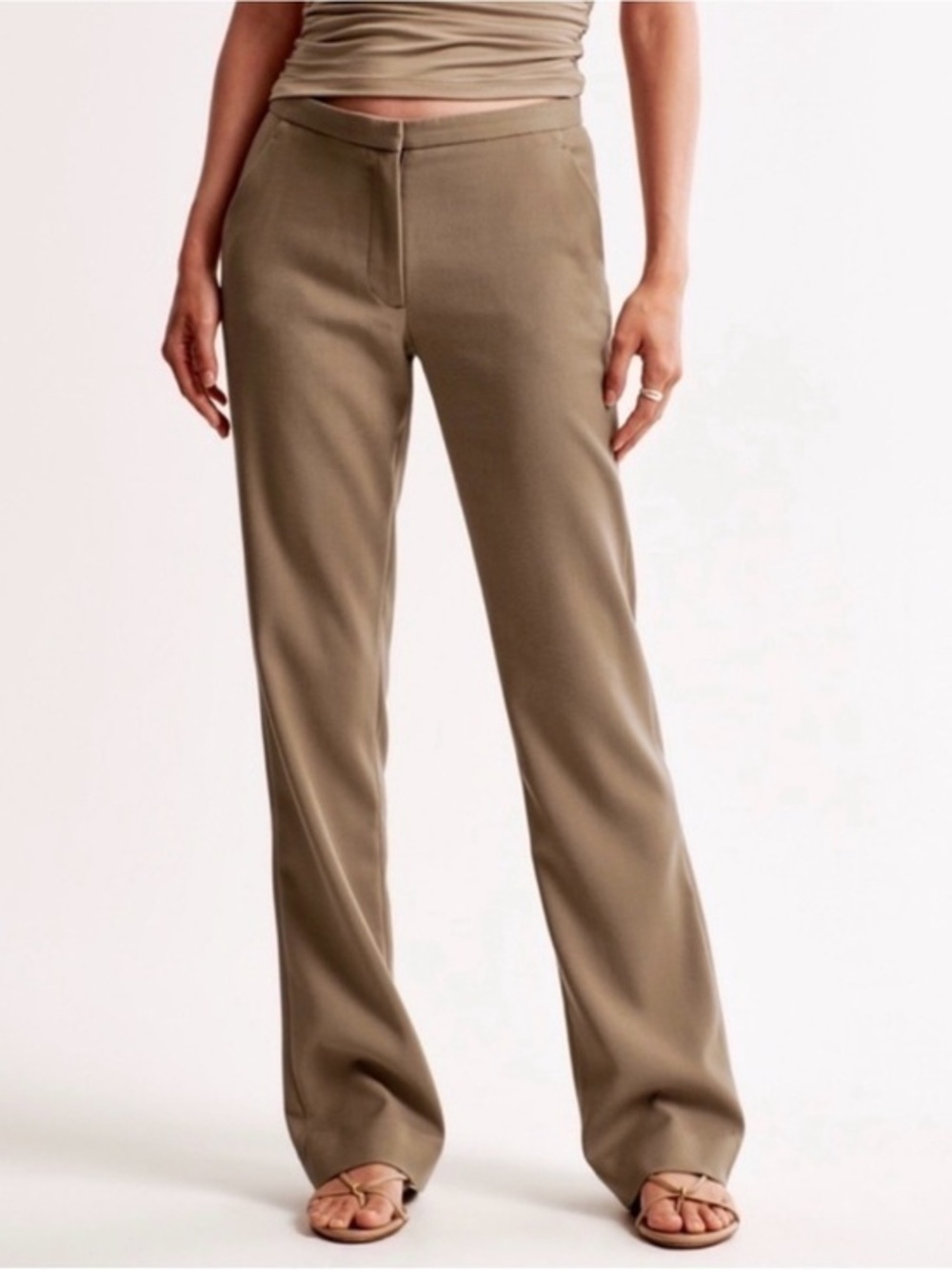 Abercrombie & Fitch Low Rise Slim Boot Pants Size 18R 34 NWT Taupe Brown